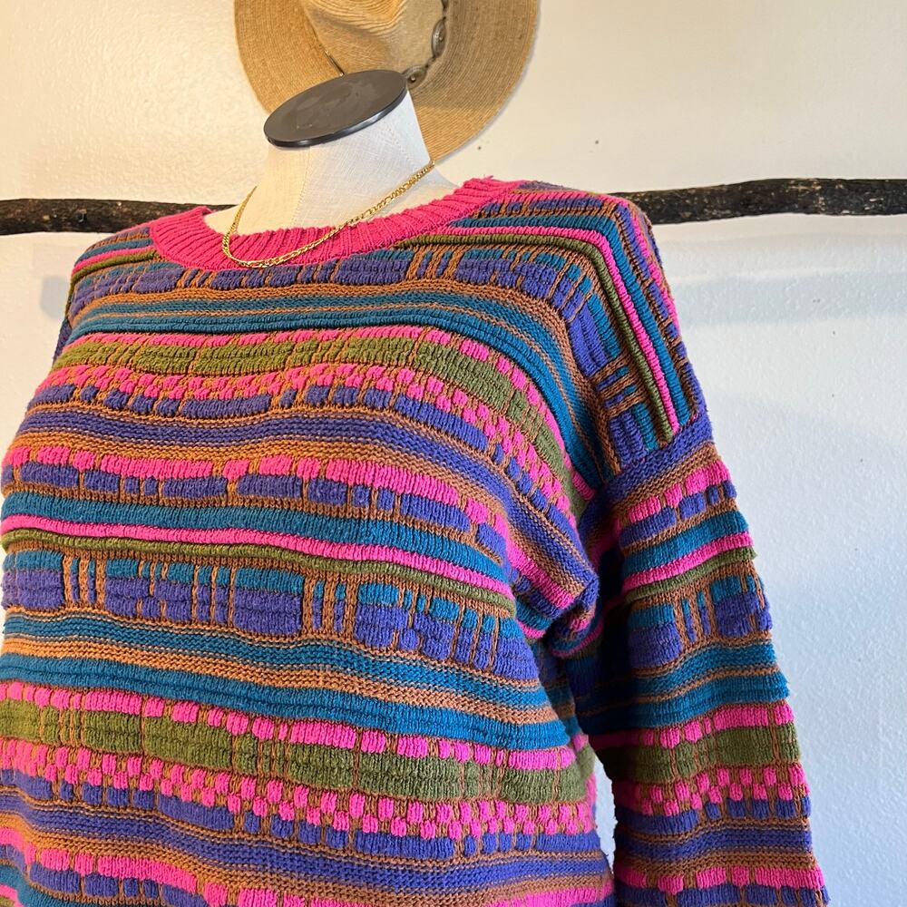 Wild Fable Cotton Multi Colored Pink Chunky Oversized Crewneck Sweater Size XXL